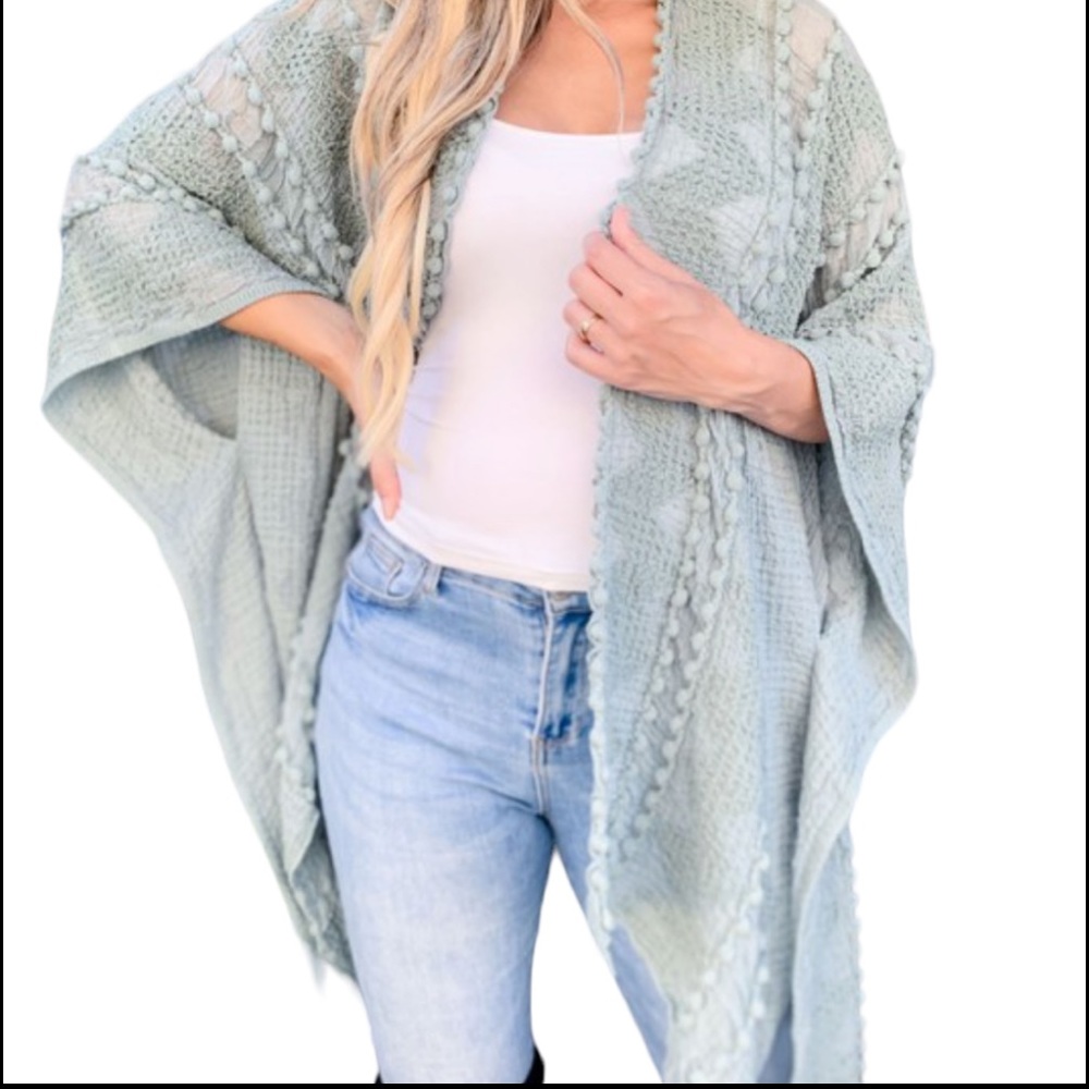 NWOT Women’s Sage Textured Soft Kimono Cardigan One Size